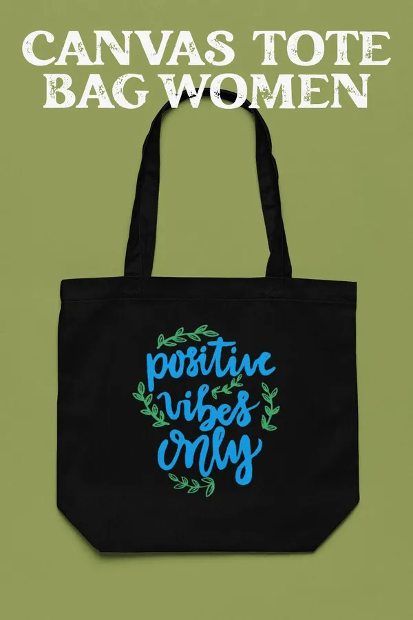 Black_Canvas_Positive_Vibes_Tote_Bag_With_Zipper_And_Pocket