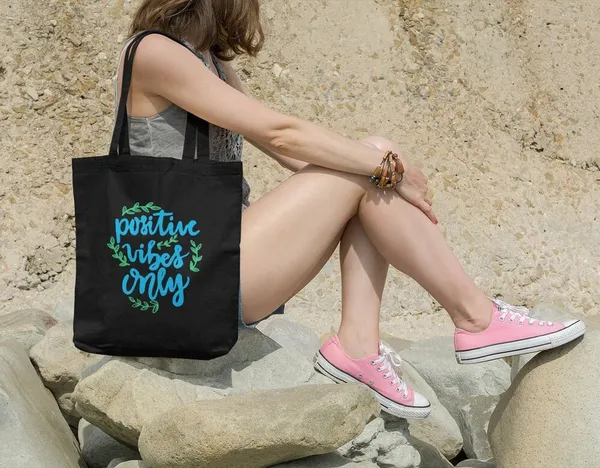 Black_Canvas_Positive_Vibes_Tote_Bag_With_Zipper_And_Pocket