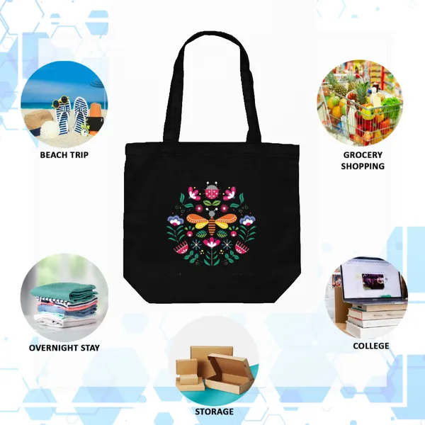 Black_Canvas_Butterfly_Tote_Bag_With_Zipper_And_Pocket