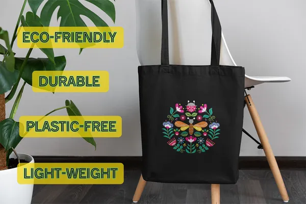 Black_Canvas_Butterfly_Tote_Bag_With_Zipper_And_Pocket