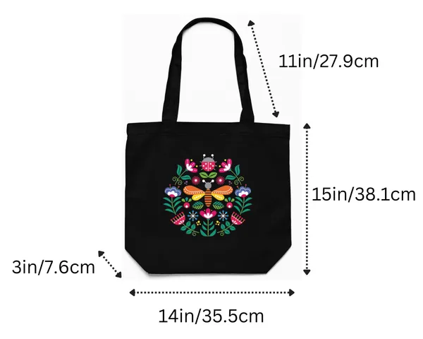 Black_Canvas_Butterfly_Tote_Bag_With_Zipper_And_Pocket