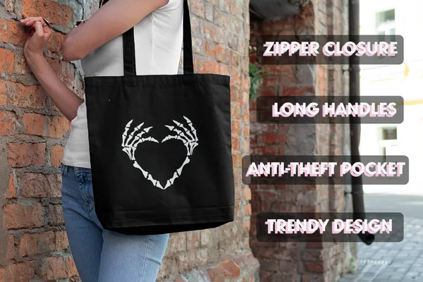 Black_Heart_Printed_Canvas_Tote_Bags_With_Zipper_And_Pocket