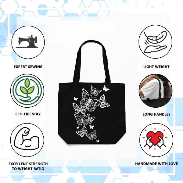 Black_Canvas_Butterfly_Tote_Bag_With_Zipper_Pocket