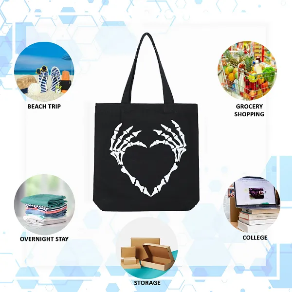 Black_Heart_Printed_Canvas_Tote_Bags_With_Zipper_And_Pocket