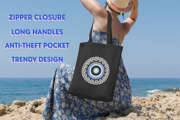 Black_Canvas_Evil_Eye_Tote_Bag_With_Zipper_And_Pocket