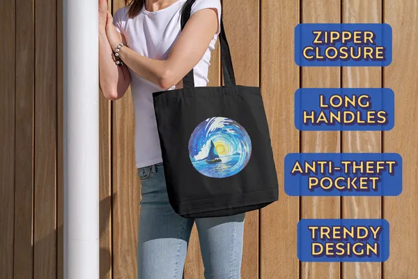 Black_Canvas_Ocean_Tote_Bag_With_Zipper_And_Pocket