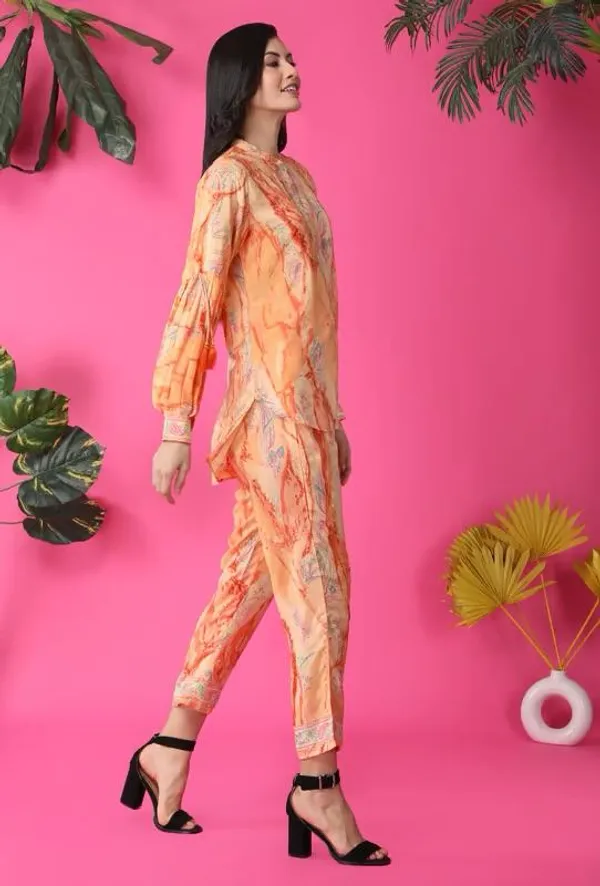 Orange_Rayon_Cotton_Co-Ords_For_Women