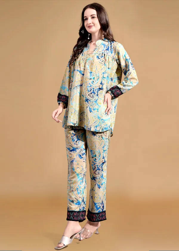 Cream_Rayon_Cotton_Co-Ords_For_Women