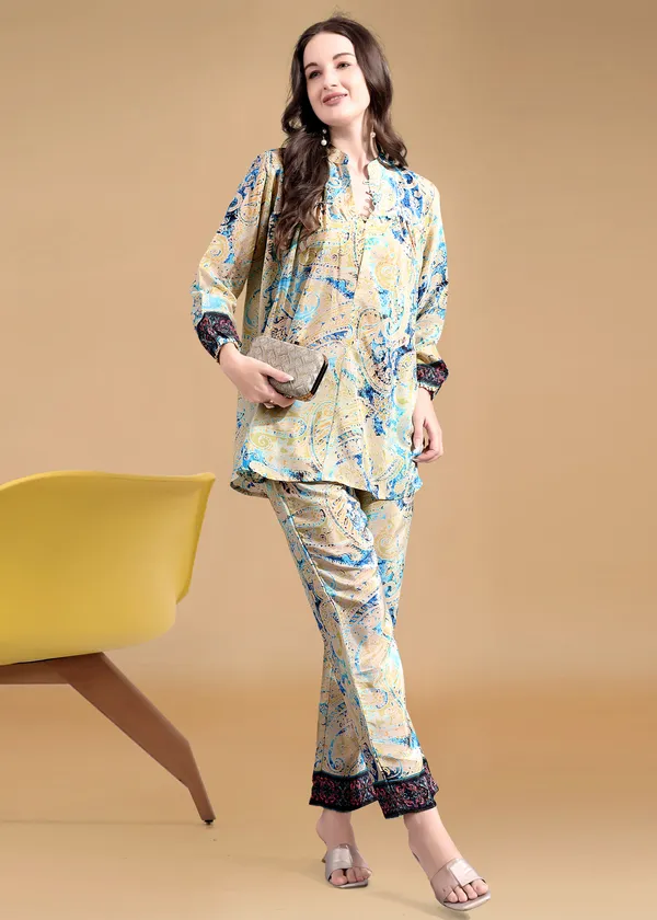 Cream_Rayon_Cotton_Co-Ords_For_Women