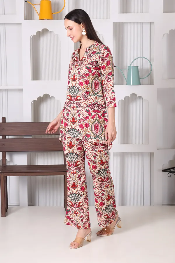 Cream_Rayon_Cotton_Co-Ords_For_Women