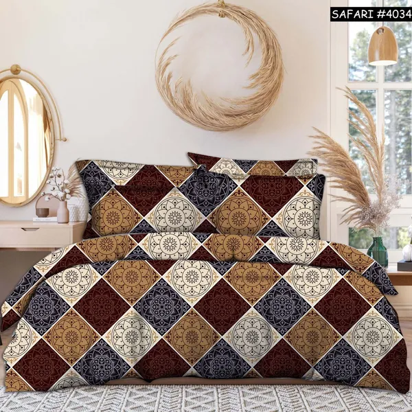 Multicolor_Premium_Cotton_Classic_Grid_Collection_Bed_Sheet_with_pillow_cover