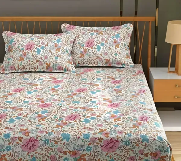 White_Premium_Cotton_Elite_Elegant_Flowers_Bed_Sheet_with_pillow_cover