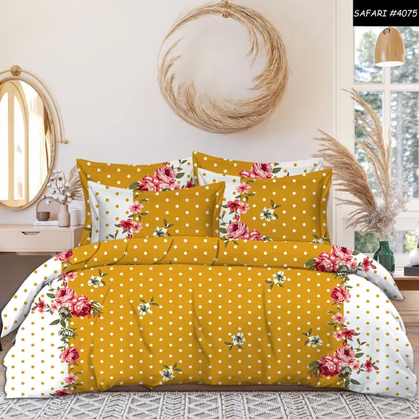 Yellow_Premium_Cotton_Essence_Radiant_Flowers_Bed_Sheet_with_pillow_cover
