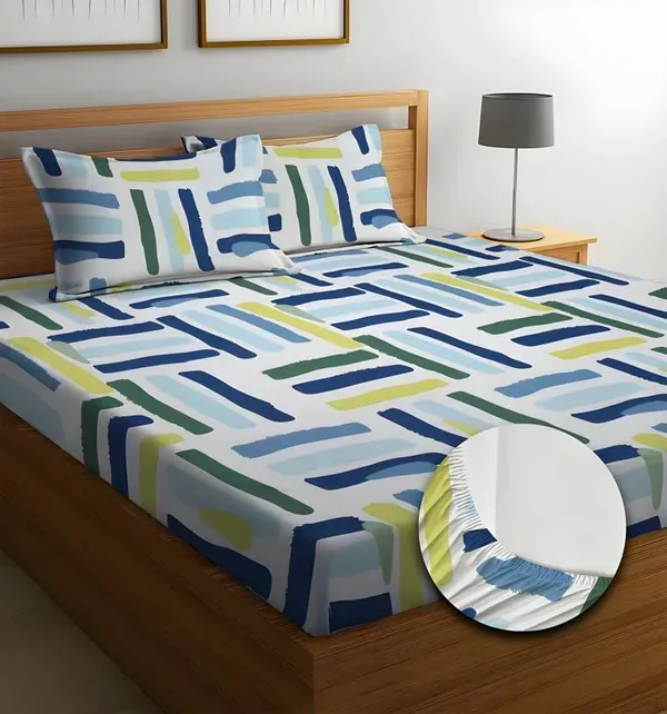 Falora_220_Thread_Count_Premium_Cotton_Fitted_Bedsheet_|_Brushstroke_Harmony_|_King/Queen/Double_|_72×78_/_60×78_Inches_|_360°_Elasticated_|_With_2_Pillow_Covers_(Up_to_8_Inches_Mattress)