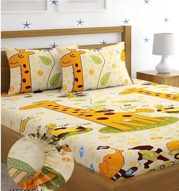 Falora_220_Thread_Count_Premium_Cotton_Fitted_Bedsheet_|_Cute_Safari_Giraffe_|_King/Queen/Double_|_360°_Elasticated_|_With_2_Pillow_Covers_(Up_to_8_Inches_Mattress)