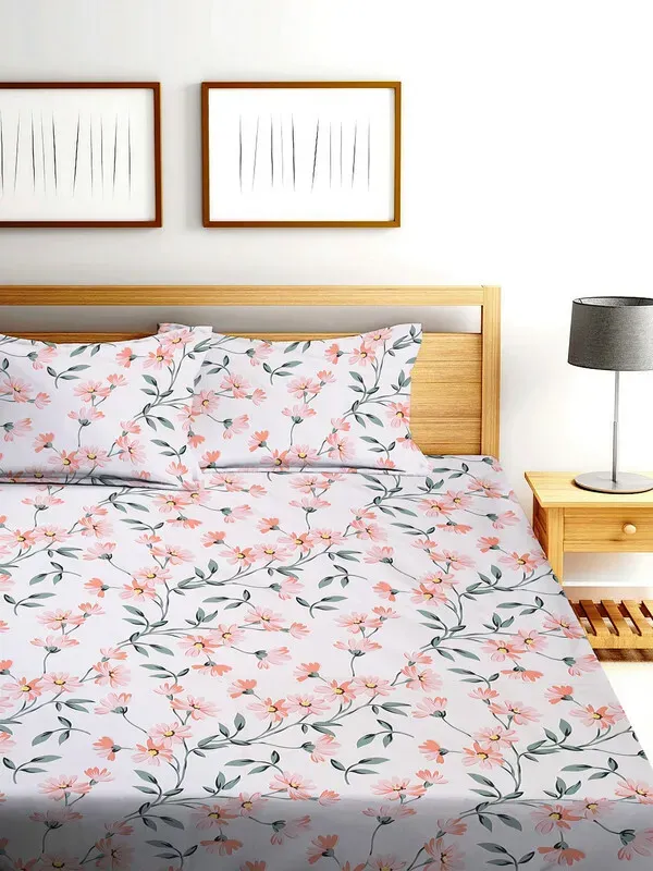 Falora_220_Thread_Count_Premium_Cotton_Fitted_Bedsheet_|_Elite_Elegant_Flower_|_King/Queen/Double_|_72×78_/_60×78_Inches_|_360°_Elasticated_|_With_2_Pillow_Covers_(Up_to_8_Inches_Mattress)