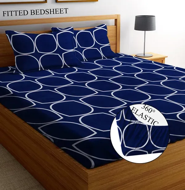 Falora_220_Thread_Count_Premium_Cotton_Fitted_Bedsheet_|_Luxe_Square_|_King/Queen/Double_|_72×78_/_60×78_Inches_|_360°_Elasticated_|_With_2_Pillow_Covers_(Up_to_8_Inches_Mattress)