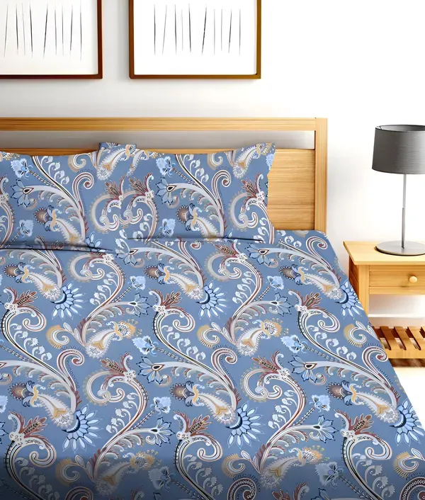 Falora_220_Thread_Count_Premium_Cotton_Fitted_Bedsheet_|_Oceans_Royal_Heritage_|_King/Queen/Double_|_72×78_/_60×78_Inches_|_360°_Elasticated_|_With_2_Pillow_Covers_(Up_to_8_Inches_Mattress)