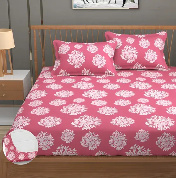 Falora_220_Thread_Count_Premium_Cotton_Fitted_Bedsheet_|_Pink_Aura_Royal_Astriy_|_King/Queen/Double_|_72×78_/_60×78_Inches_|_360°_Elasticated_|_With_2_Pillow_Covers_(Up_to_8_Inches_Mattress)