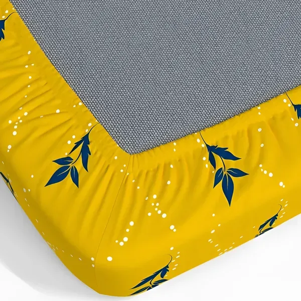 Falora_220_Thread_Count_Premium_Cotton_Fitted_Bedsheet_|_Yellow_Sunny_Greens_|_King/Queen_|_360°_Elasticated_|_With_2_Pillow_Covers