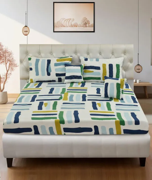 Off-White_Cotton_Aura_–_Brushstroke_Harmony_5-Piece_Luxury_Bedsheet_Set_with_pillow_cover