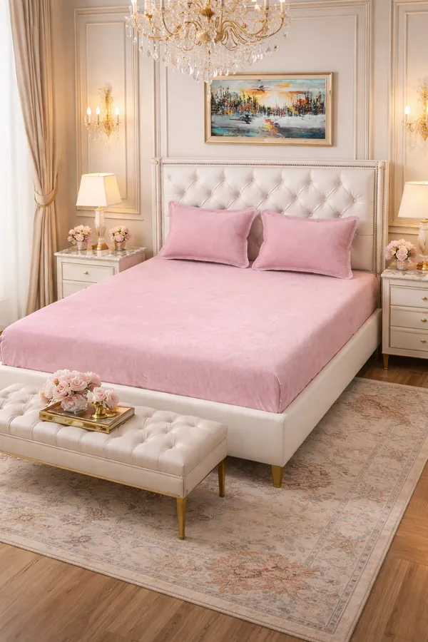 Falora®_Pink_Velvet_500_TC_Winter_Warm_Fitted_360°_Bedsheet