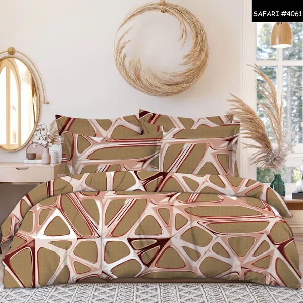 Light_Brown_Premium_Cotton_Essence_Linear_Geometry_Bed_Sheet_with_pillow_cover