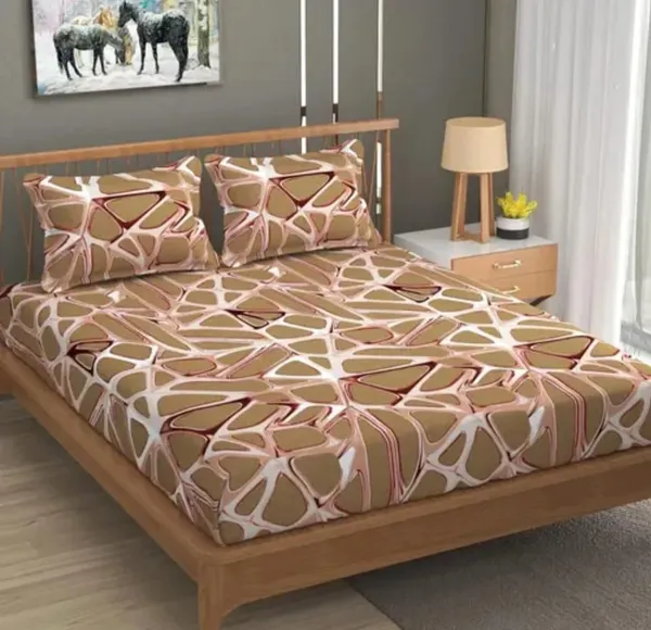 Light_Brown_Premium_Cotton_Essence_Linear_Geometry_Bed_Sheet_with_pillow_cover
