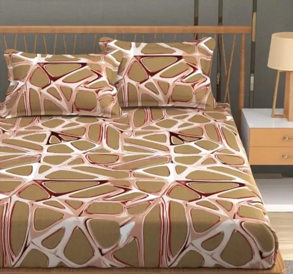 Light_Brown_Premium_Cotton_Essence_Linear_Geometry_Bed_Sheet_with_pillow_cover