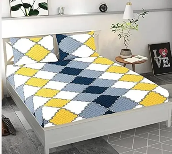 Multicolor_Premium_Cotton_Luxe_Color_Grid_Bed_Sheet_with_pillow_cover
