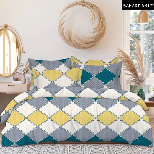 Multicolor_Premium_Cotton_Luxe_Color_Grid_Bed_Sheet_with_pillow_cover