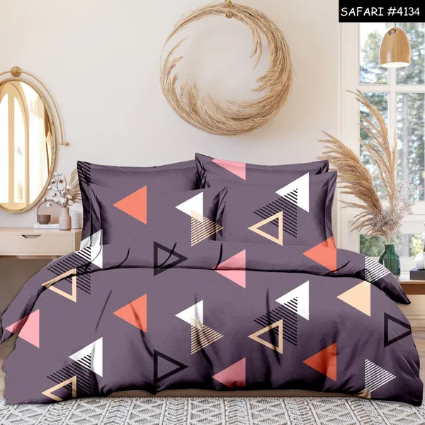 Grey_Premium_Cotton_Luxe_Triad_Harmony_Collection_Bed_Sheet_with_pillow_cover