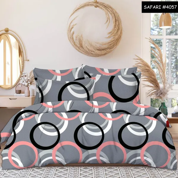 Grey_Premium_Cotton_Opulence_Radiant_Rings_Bed_Sheet_with_pillow_cover