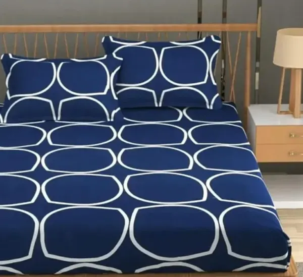 Blue_Premium_Cotton_Luxe_Curved_Harmony_Bed_Sheet_with_pillow_cover