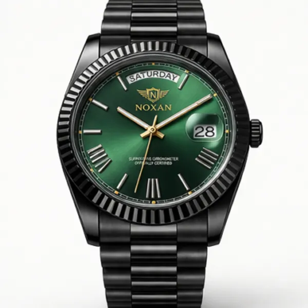 Green_Dial_Luxury_Watch_With_Stylish_Black_Straps_For_Men