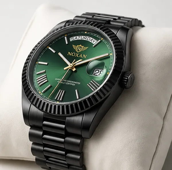 Green_Dial_Luxury_Watch_With_Stylish_Black_Straps_For_Men