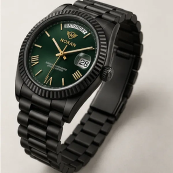 Green_Dial_Luxury_Watch_With_Stylish_Black_Straps_For_Men