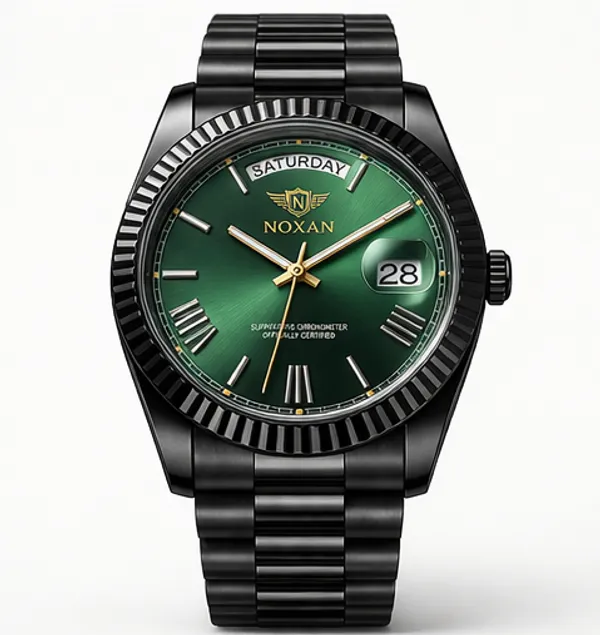 Green_Dial_Luxury_Watch_With_Stylish_Black_Straps_For_Men