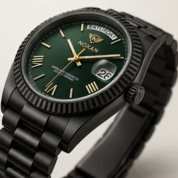 Green_Dial_Luxury_Watch_With_Stylish_Black_Straps_For_Men