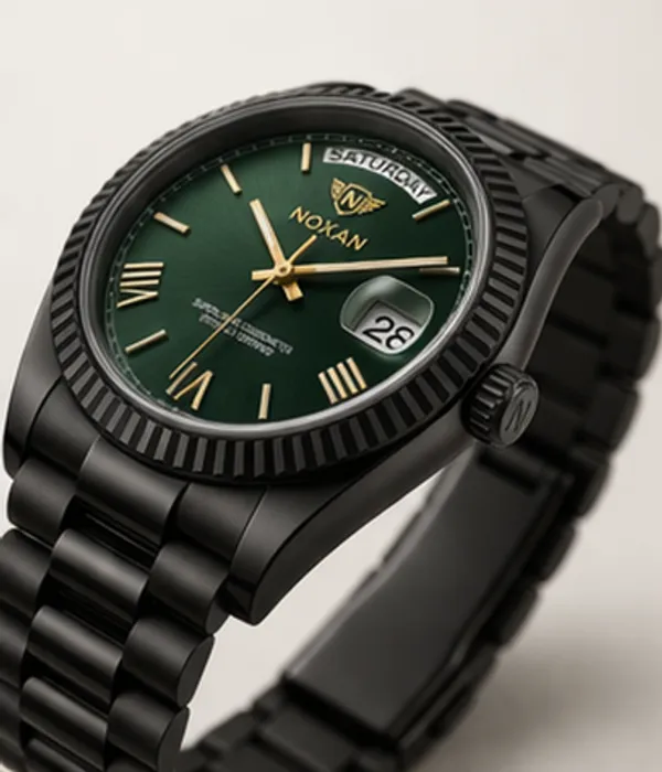 Green_Dial_Luxury_Watch_With_Stylish_Black_Straps_For_Men