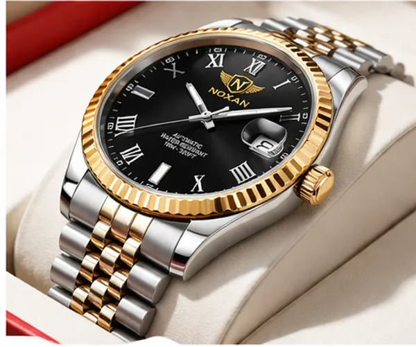 Black_Luxury_Dial_Watch_With_Stylish_Gold_And_Stainless_Steel_Straps_For_Men