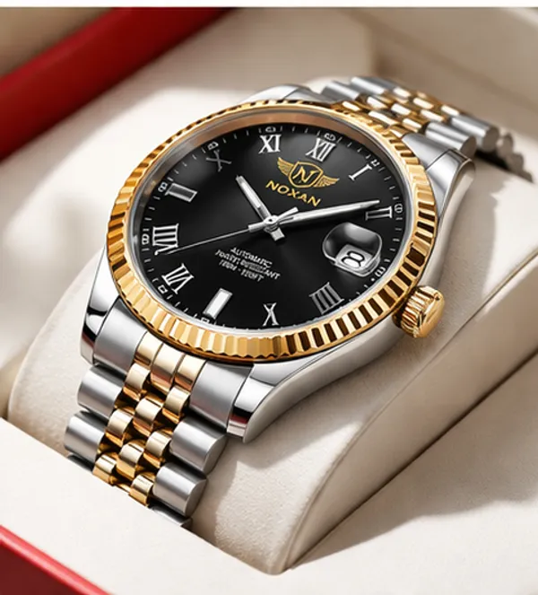 Black_Luxury_Dial_Watch_With_Stylish_Gold_And_Stainless_Steel_Straps_For_Men