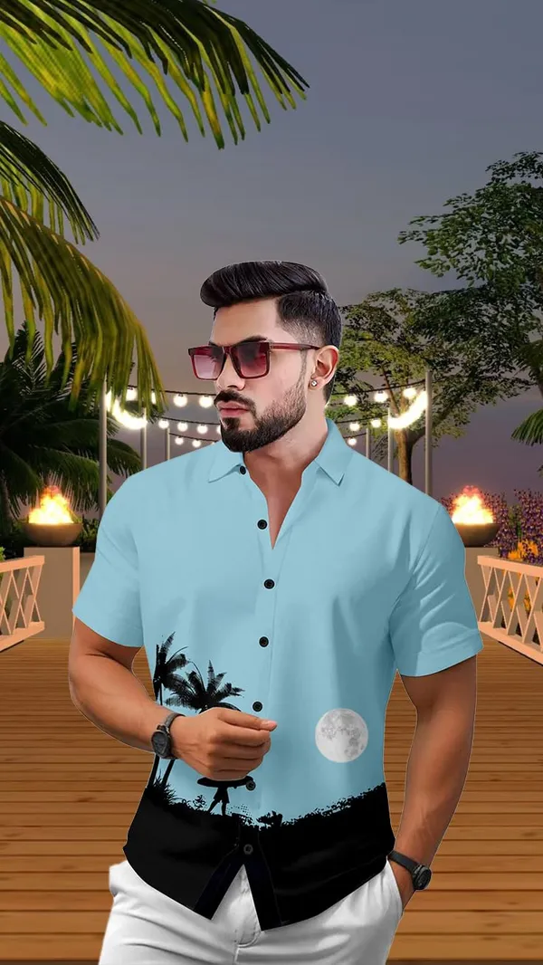 Men's_Hawaiian_Beach_Print_Button_Down_Shirt,_Short_Sleeve,_Light_Blue_with_Palm_Tree_and_Moon_Design