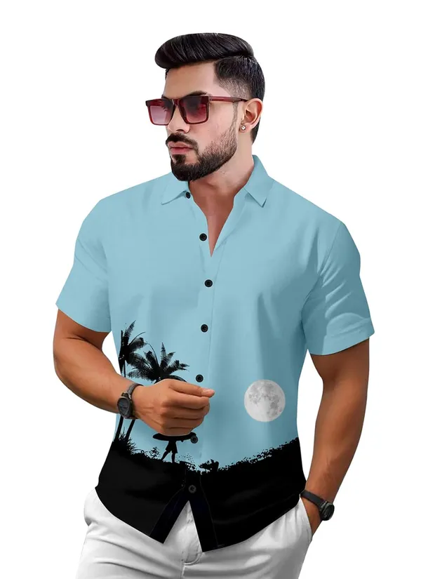 Men's_Hawaiian_Beach_Print_Button_Down_Shirt,_Short_Sleeve,_Light_Blue_with_Palm_Tree_and_Moon_Design