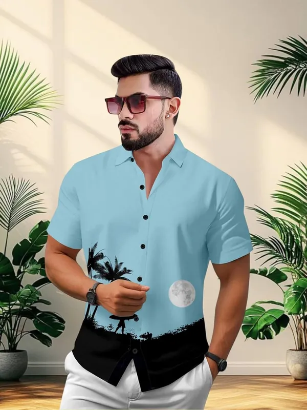 Men's_Hawaiian_Beach_Print_Button_Down_Shirt,_Short_Sleeve,_Light_Blue_with_Palm_Tree_and_Moon_Design