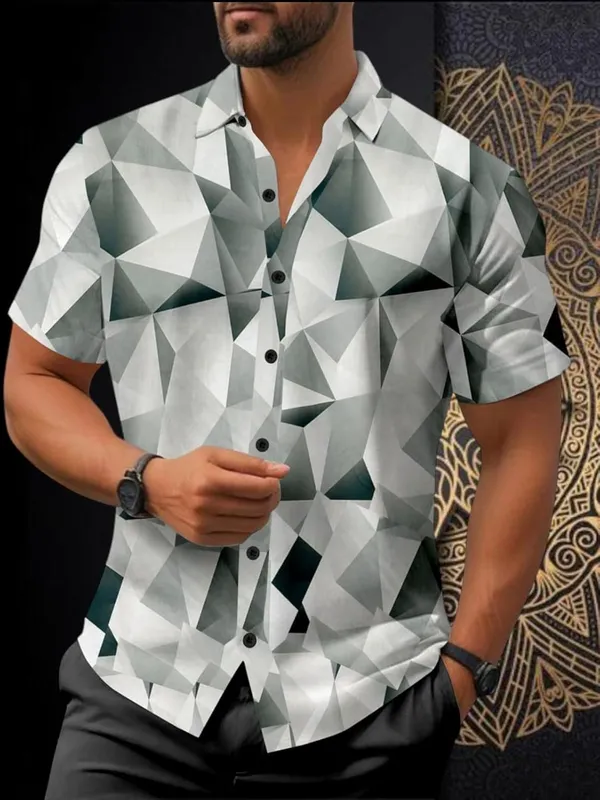 Black_Geometric_Pattern_Short_Sleeve_Button-Down_Shirt,_Grey_And_White,_Modern_Abstract_Design