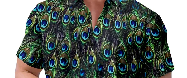 Multicolour_Short_Sleeve_Button-Down_Shirt,_Geometric_Triangle_Print_Pattern,_Casual_Summer_Wear