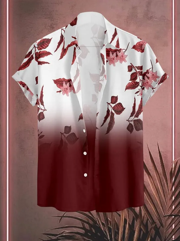 Men's_Casual_Button_Down_Shirt,_Short_Sleeve,_Leaf_Print_Ombre_Design,_Regular_Fit,_Cotton_Blend