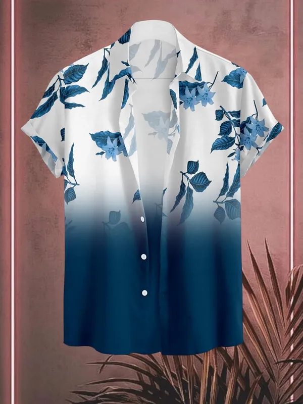 Blue_Casual_Button_Down_Shirt,_Short_Sleeve,_Leaf_Print_Ombre_Design,_Regular_Fit,_Cotton_Blend
