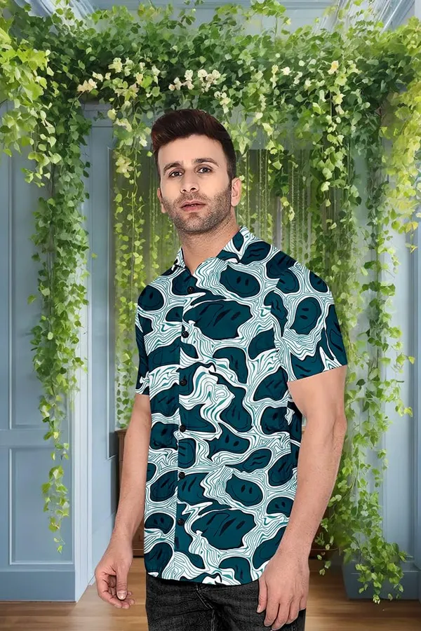 Blue_Abstract_Pattern_Short_Sleeve_Button-Down_Shirt_Topographic_Design
